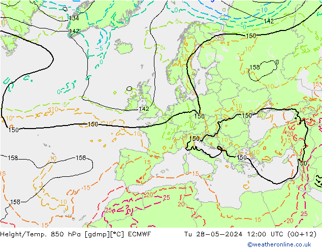 Z500/Rain (+SLP)/Z850 ECMWF Di 28.05.2024 12 UTC