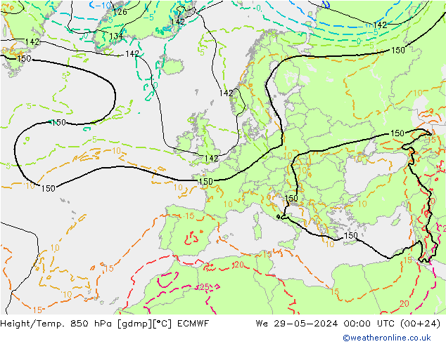 Z500/Rain (+SLP)/Z850 ECMWF śro. 29.05.2024 00 UTC