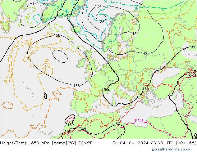 Height/Temp. 850 hPa ECMWF Di 04.06.2024 00 UTC