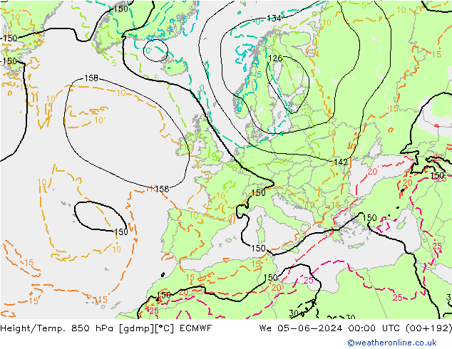 Z500/Rain (+SLP)/Z850 ECMWF 星期三 05.06.2024 00 UTC