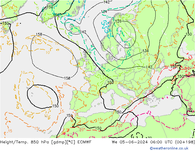 Height/Temp. 850 hPa ECMWF We 05.06.2024 06 UTC