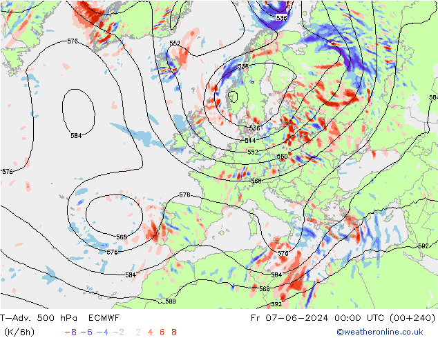 T-Adv. 500 hPa ECMWF  07.06.2024 00 UTC