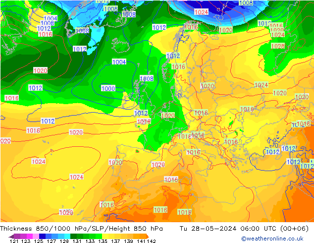 Thck 850-1000 hPa ECMWF Ter 28.05.2024 06 UTC