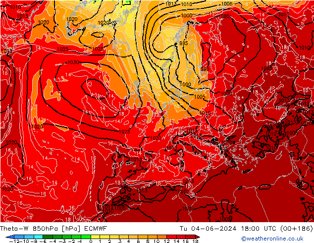 Theta-W 850hPa ECMWF mar 04.06.2024 18 UTC