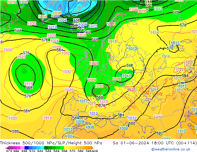 Thck 500-1000hPa ECMWF sab 01.06.2024 18 UTC