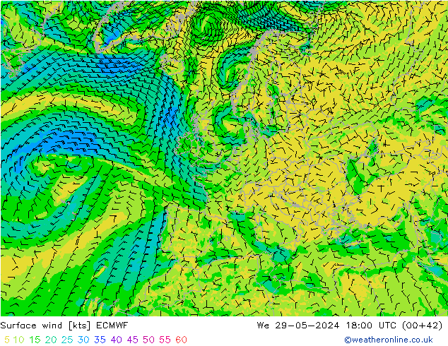 Surface wind ECMWF St 29.05.2024 18 UTC