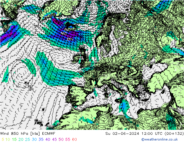 Wind 850 hPa ECMWF Su 02.06.2024 12 UTC