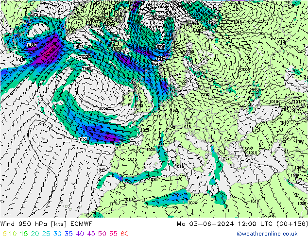 Vento 950 hPa ECMWF Seg 03.06.2024 12 UTC