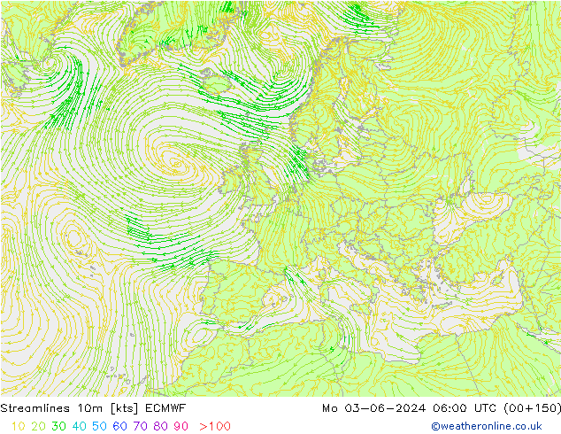 Stromlinien 10m ECMWF Mo 03.06.2024 06 UTC