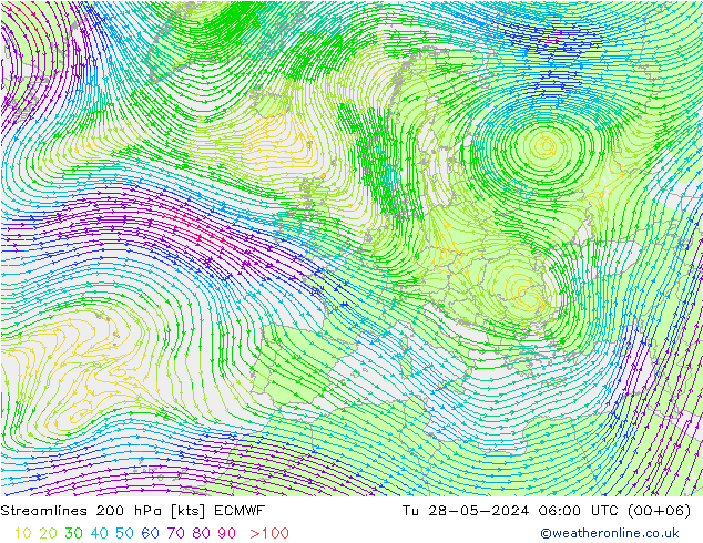 Rüzgar 200 hPa ECMWF Sa 28.05.2024 06 UTC
