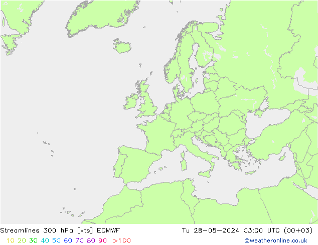 Stroomlijn 300 hPa ECMWF di 28.05.2024 03 UTC