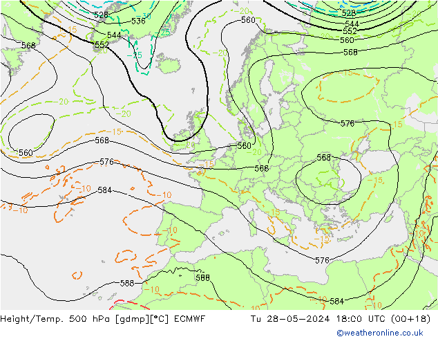 Z500/Rain (+SLP)/Z850 ECMWF  28.05.2024 18 UTC