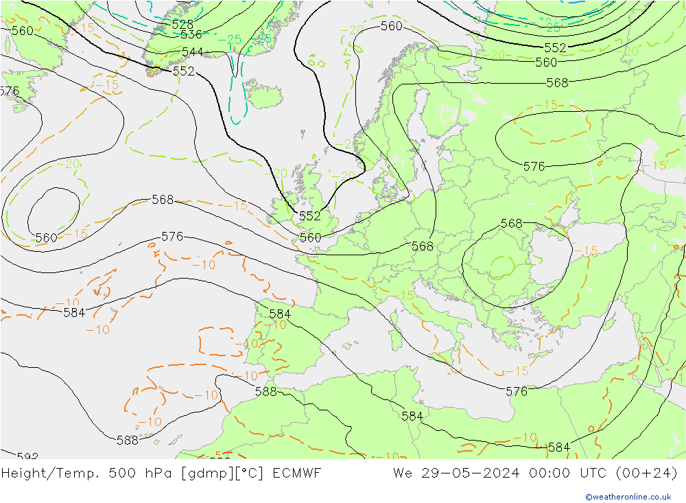 Z500/Regen(+SLP)/Z850 ECMWF wo 29.05.2024 00 UTC
