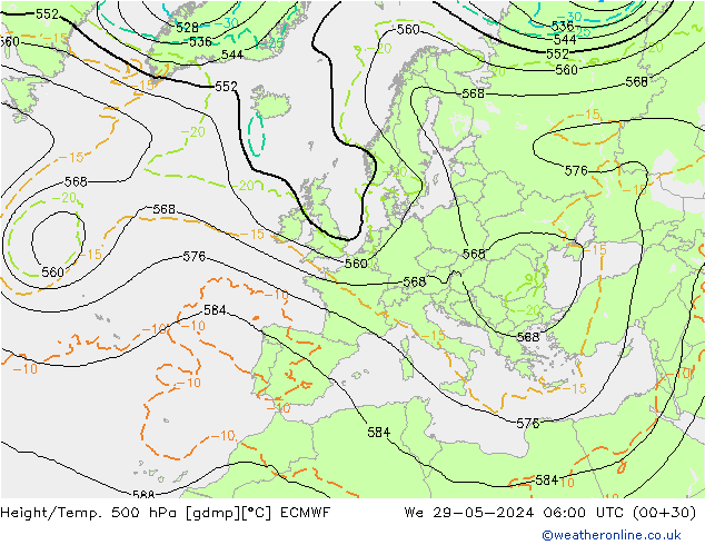 Z500/Rain (+SLP)/Z850 ECMWF ср 29.05.2024 06 UTC