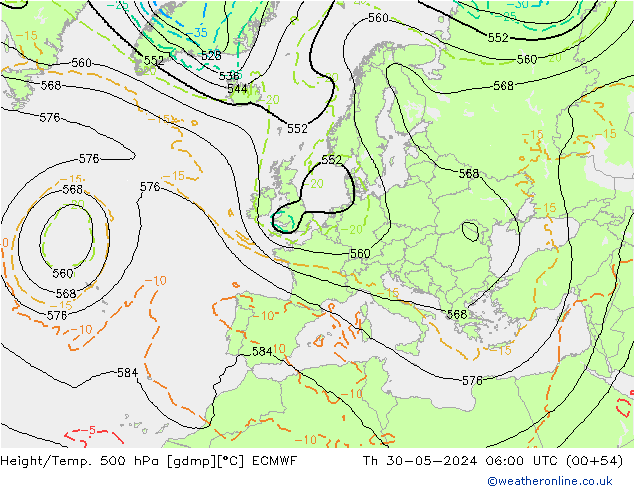 Z500/Rain (+SLP)/Z850 ECMWF jeu 30.05.2024 06 UTC