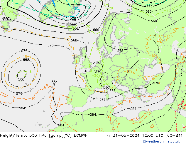 Z500/Rain (+SLP)/Z850 ECMWF Sex 31.05.2024 12 UTC