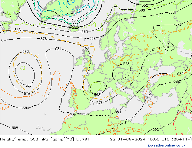 Z500/Rain (+SLP)/Z850 ECMWF Sa 01.06.2024 18 UTC