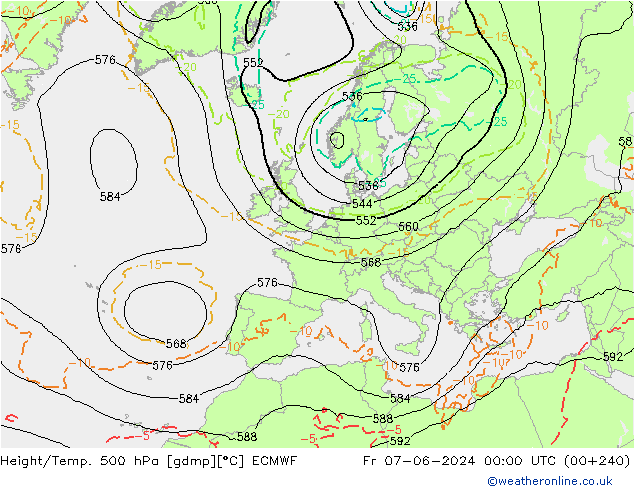 Height/Temp. 500 hPa ECMWF pt. 07.06.2024 00 UTC