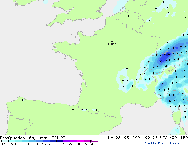 Z500/Rain (+SLP)/Z850 ECMWF lun 03.06.2024 06 UTC