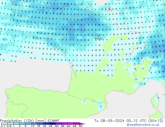 Yağış (12h) ECMWF Sa 28.05.2024 12 UTC