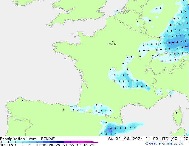 precipitação ECMWF Dom 02.06.2024 00 UTC