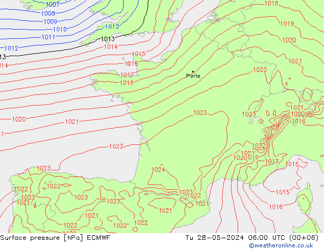 Pressione al suolo ECMWF mar 28.05.2024 06 UTC