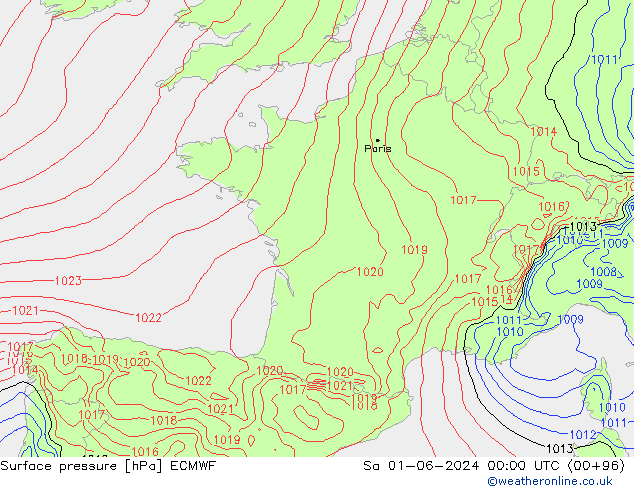 Luchtdruk (Grond) ECMWF za 01.06.2024 00 UTC