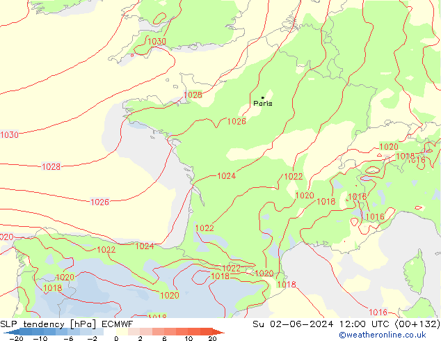 SLP tendency ECMWF Su 02.06.2024 12 UTC