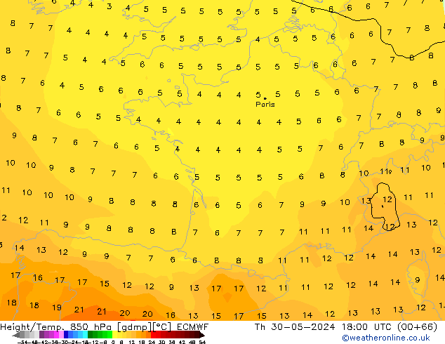 Z500/Rain (+SLP)/Z850 ECMWF Qui 30.05.2024 18 UTC