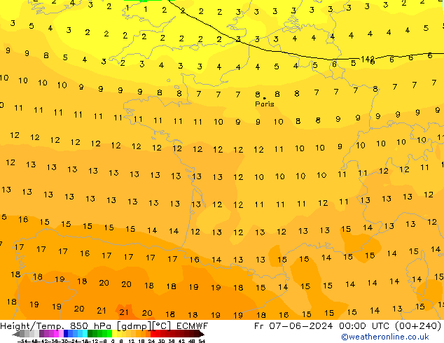 Height/Temp. 850 hPa ECMWF pt. 07.06.2024 00 UTC