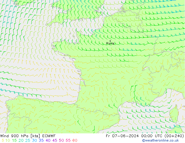 Viento 900 hPa ECMWF vie 07.06.2024 00 UTC