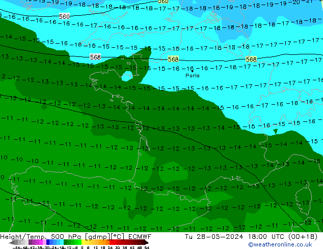 Z500/Regen(+SLP)/Z850 ECMWF di 28.05.2024 18 UTC