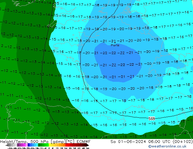 Z500/Regen(+SLP)/Z850 ECMWF za 01.06.2024 06 UTC