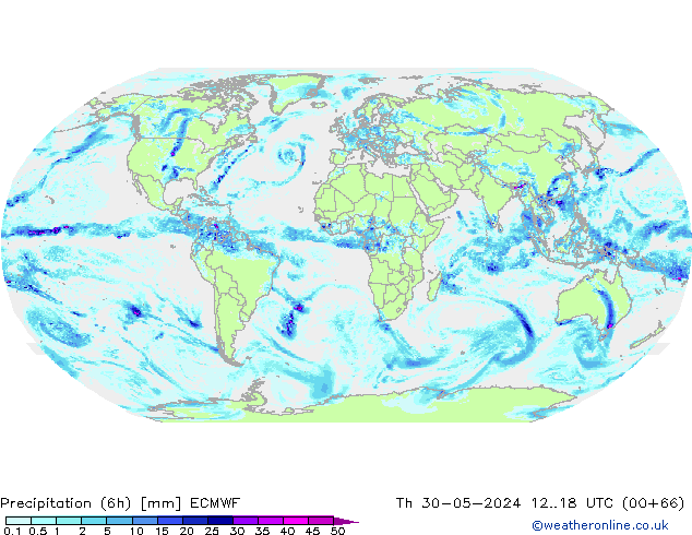 Precipitation (6h) ECMWF Th 30.05.2024 18 UTC