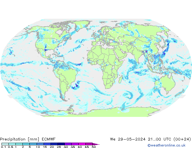 Precipitation ECMWF We 29.05.2024 00 UTC