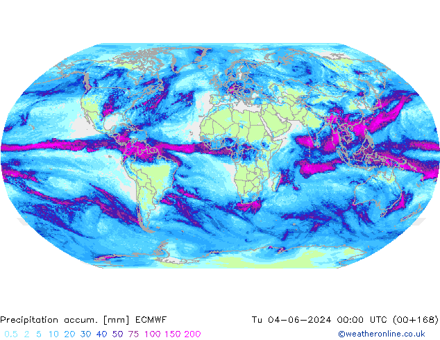 Precipitation accum. ECMWF Út 04.06.2024 00 UTC