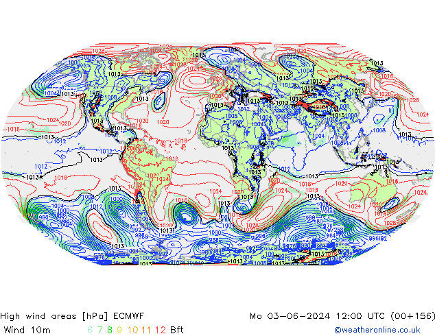 High wind areas ECMWF пн 03.06.2024 12 UTC