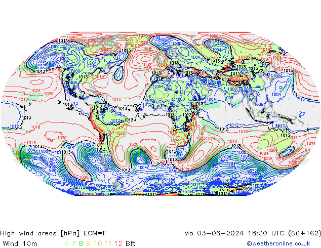 High wind areas ECMWF Po 03.06.2024 18 UTC