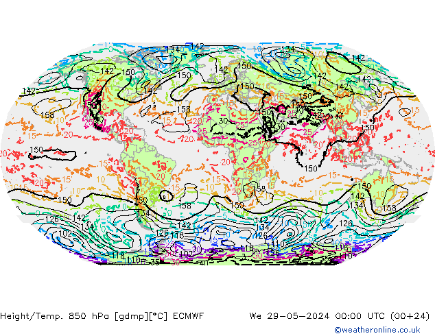 Yükseklik/Sıc. 850 hPa ECMWF Çar 29.05.2024 00 UTC