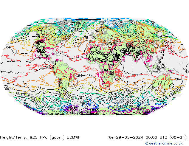 Height/Temp. 925 hPa ECMWF St 29.05.2024 00 UTC