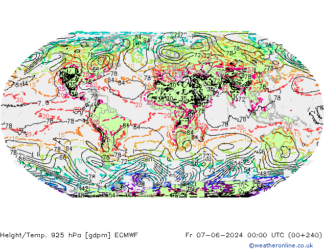Yükseklik/Sıc. 925 hPa ECMWF Cu 07.06.2024 00 UTC