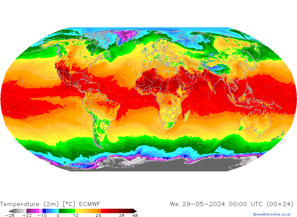 Temperatura (2m) ECMWF mié 29.05.2024 00 UTC