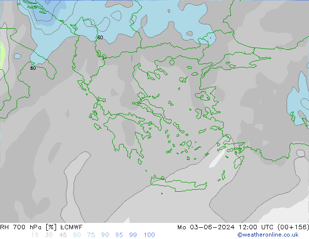 Humidité rel. 700 hPa ECMWF lun 03.06.2024 12 UTC