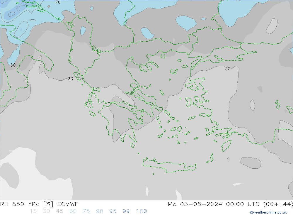 RH 850 hPa ECMWF Seg 03.06.2024 00 UTC