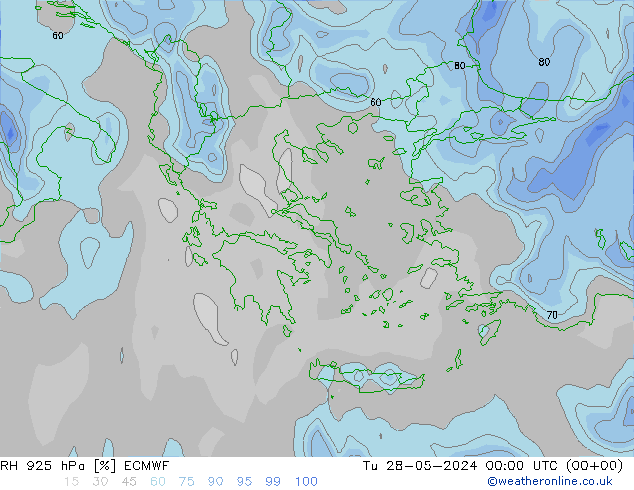 925 hPa Nispi Nem ECMWF Sa 28.05.2024 00 UTC