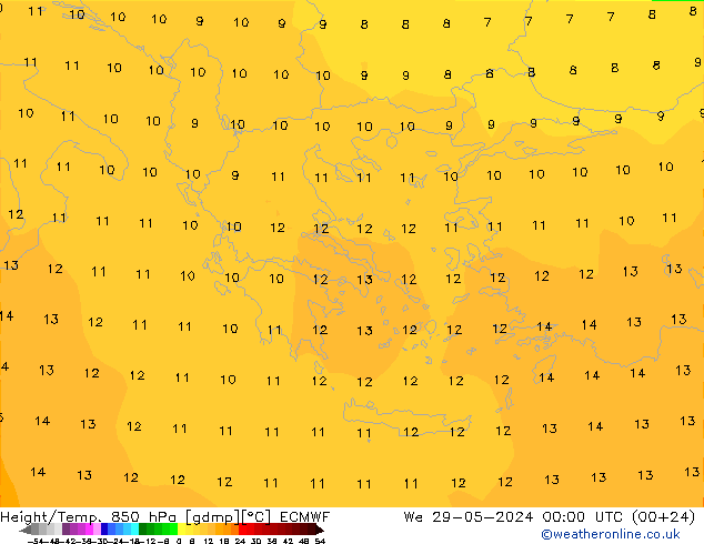 Z500/Rain (+SLP)/Z850 ECMWF Qua 29.05.2024 00 UTC