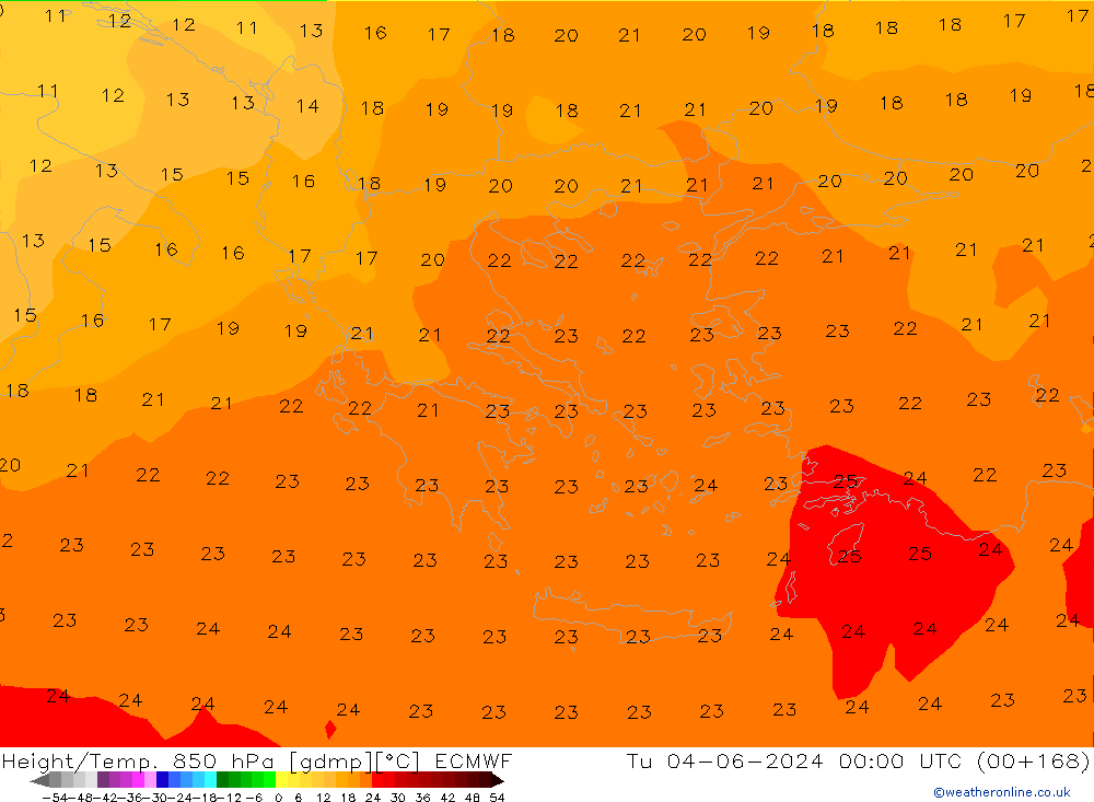 Z500/Rain (+SLP)/Z850 ECMWF Út 04.06.2024 00 UTC