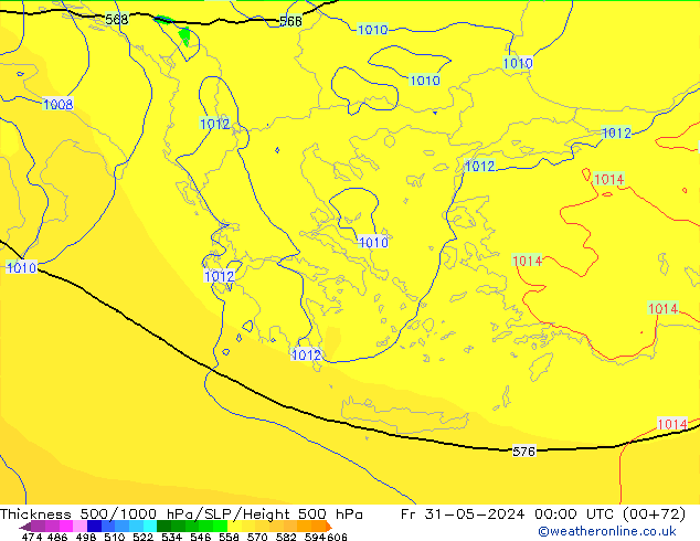 Thck 500-1000hPa ECMWF  31.05.2024 00 UTC