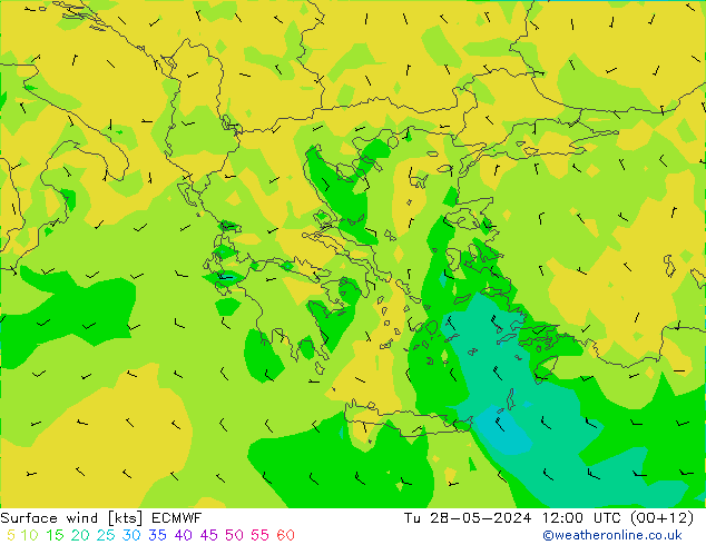 Vento 10 m ECMWF mar 28.05.2024 12 UTC