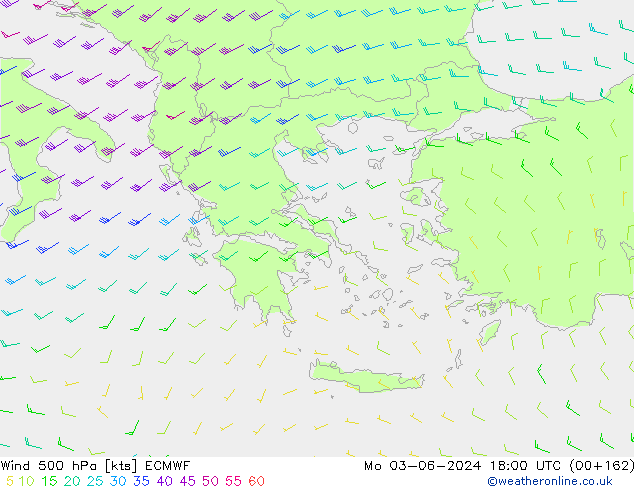 Vent 500 hPa ECMWF lun 03.06.2024 18 UTC